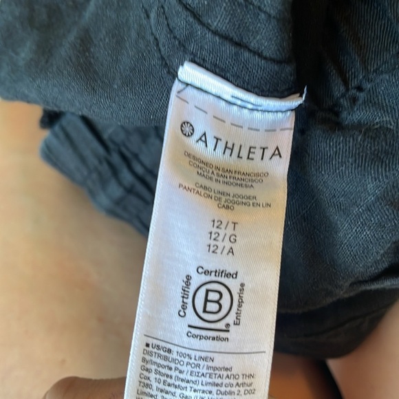 Athleta Cabo linen jogger pants zip pockets size 12 tall casual bottoms - Picture 7 of 8